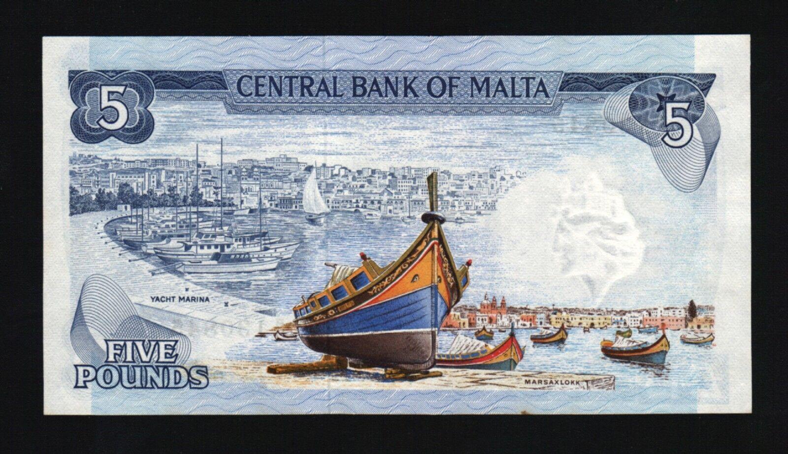 Malta 5 Pounds P32 1967 Unc Worldcurrency 5489